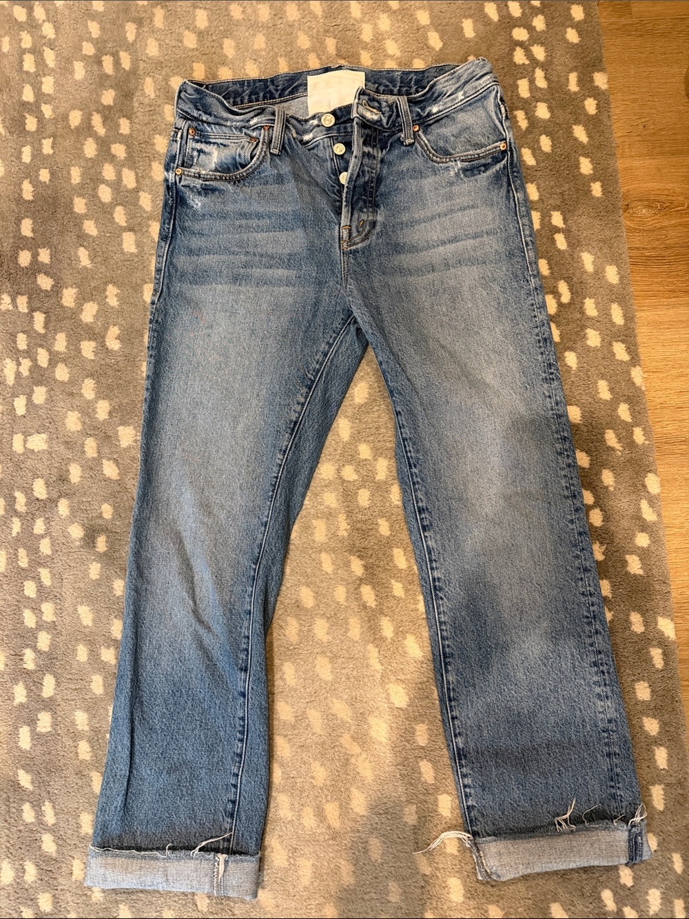 MOTHER Blue Cropped Ankle Jeans